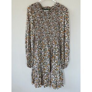 Andree by Unit‎ Womens Olive Green Floral Smocked Tiered Mini Dress Size Medium